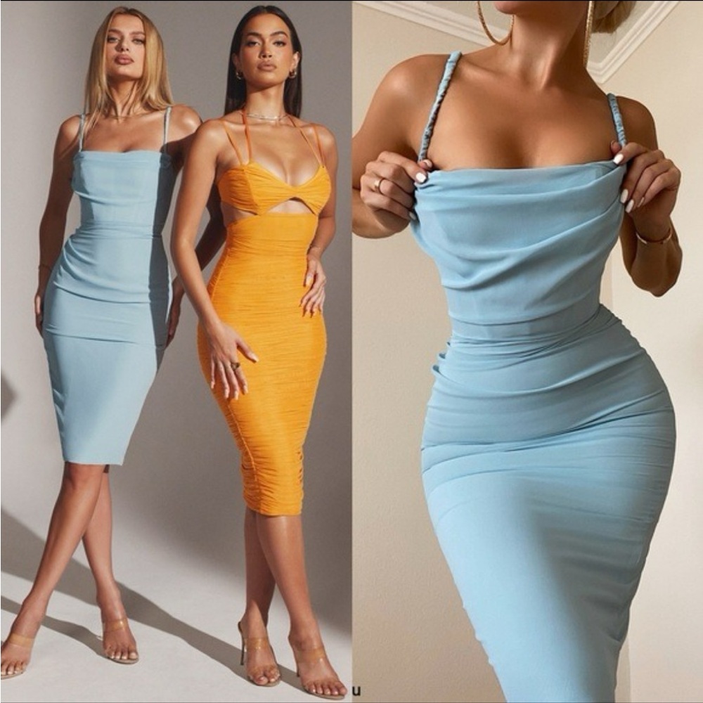 House of CB Jamille Blue Corset Bodycon Midi Dress